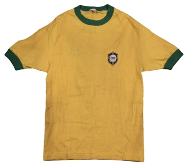 1970 Pele Brazil Game Used & Signed Canary Yellow Jersey (MEARS A10 & Beckett)